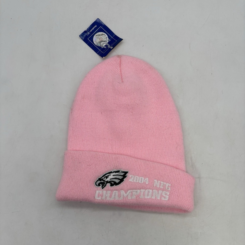 Vintage Philadelphia Eagles Beanie 2004 NFC Champions Pink Winter Hat OS NEW